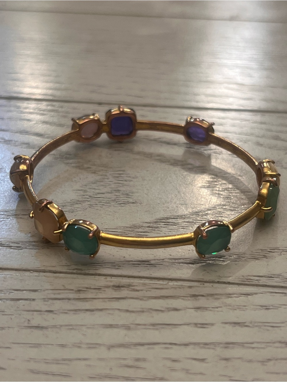 Kate Spade Gold-Tone Multicolor Stone Hinged Bangle Bracelet